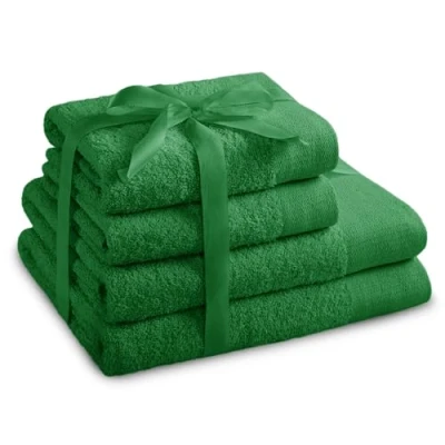 Afbeelding van AmeliaHome Amari Handdoekenset, groen, 2 handdoeken, 50 x 100 cm en douchehanddoeken, 70 140 cm, 100% katoen, kwaliteit absorberend