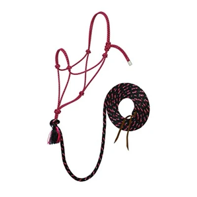 Afbeelding van Weaver Leather Silvertip No. 95 Rope Halter met 12&#039; Lood, Gemiddeld, Zwart/Grijs/Rood