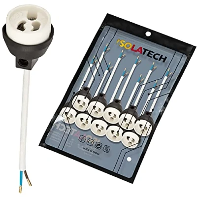 Afbeelding van ISOLATECH GU10 brandwerende keramische contactdozen met koperen adereindhulzen gekrompen VDE RoHS 230 250 Volt 2A max.100W 0,75mm 2 kabels LED Halogeen (hier: 10 stuks)