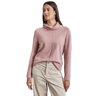 Afbeelding van STREET ONE trui met col, bloemblaadjes roze melk., 34