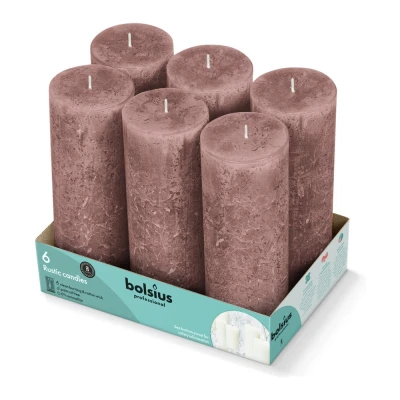 Afbeelding van Bolsius Stompkaars Brown 6stuks