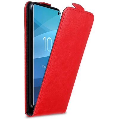 Afbeelding van Cadorabo Hoesje geschikt voor Samsung Galaxy S10 4G in APPEL ROOD Beschermhoes Flip Case Cover magnetische sluiting