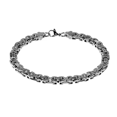Afbeelding van 21cm x 6,5mm Platte Königsarmband Heren Stalen Zilverkleur Schakelarmband