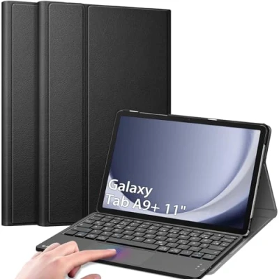 Afbeelding van Fintie toetsenbord hoes voor Samsung Galaxy Tab A9 Plus 11 inch 2023 SM X210/X216/X218 Duits met touchpad, magnetisch afneembaar toetsenbord, zwart
