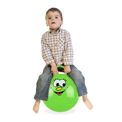Afbeelding van Relaxdays skippybal met smiley springbal diverse kleuren stuiterbal voor kinderen groen