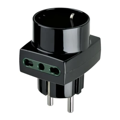 Afbeelding van VIMAR RI.00325N Sicury meervoudige adapter 250 V, combistekker DE en FR, 2 stopcontacten P17/11, 1 stopcontact 16 A standaard IT P30