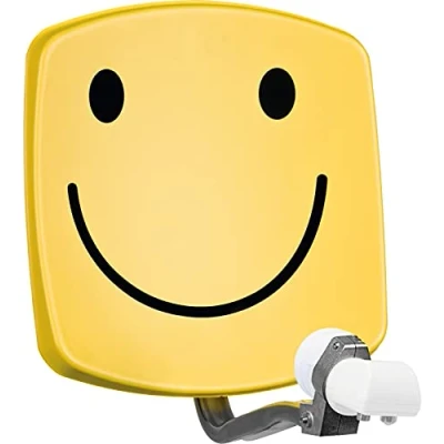 Afbeelding van TechniSat DIGIDISH 33 Satellietkom voor 2 deelnemers (33 cm kleine satellietinstallatie complete set met wandhouder en Universal Twin LNB) smiley geel