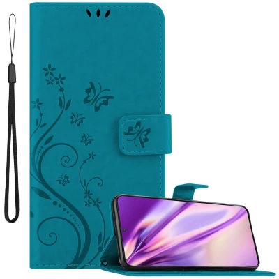 Afbeelding van Cadorabo Hoesje geschikt voor Samsung Galaxy S21 5G in Bloemen BLAUW Beschermhoes Case Cover magnetische