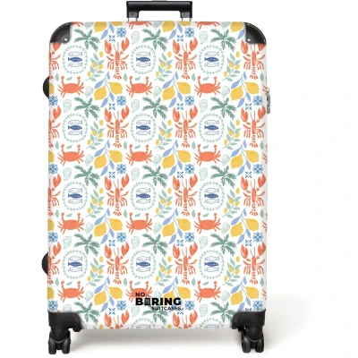 Afbeelding van NoBoringSuitcases.com® Koffer groot Reiskoffer lichtgewicht Kreeft en citroen patroon kleurrijk Rolkoffer met 4 wielen Grote trolley XL 98 liter bagage