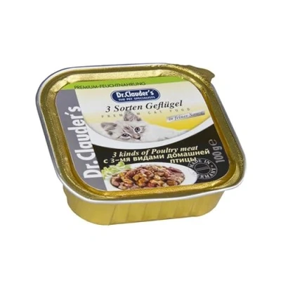 Afbeelding van Dr Clauder&#039;s Best Choice Kattenbakje 32x100g 3 soorten gevogelte