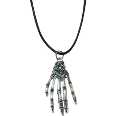 Afbeelding van Zwart koord ketting skelethand Charme Bijoux