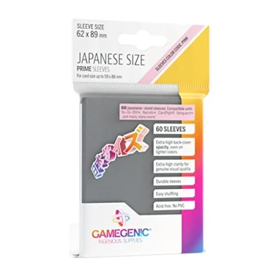 Afbeelding van Gamegenic Prime sleeves 60 kaarthoezen achterkant ondoorzichtig in donkergrijs glanzend Japans formaat 62 x 89 mm Kleur: Roze gezelschapsspel Accessoires