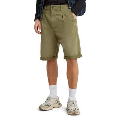 Afbeelding van G Star Pleated Shorts, Heren, Maat: 29, Smoke olive