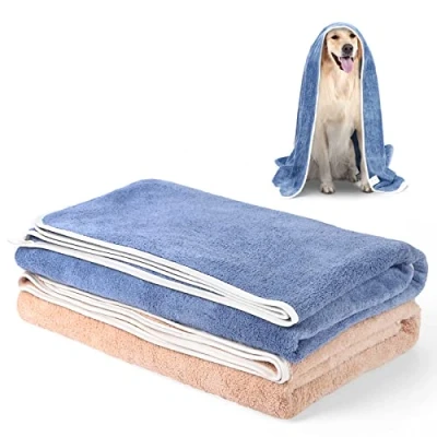 Afbeelding van Handdoek voor honden, 2 stuks microvezel handdoeken honden en katten, huisdieren op extra absorberend/machinewasbaar, badhanddoek grote middelgrote katten