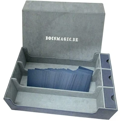 Afbeelding van Docsmagic.de Premium 3 Row Trading Card Storage Box Blue + Trays &amp; Divider MTG PKM YGO
