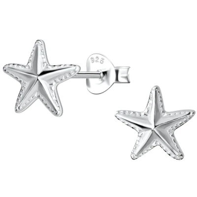 Afbeelding van JoyS Zilveren ster oorbellen zeester 8 mm sterling zilver 925 massief