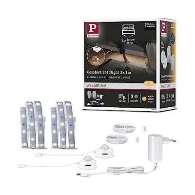 Afbeelding van Paulmann 78894 LED Strip MaxLED 250 Night Comfort basisset 1m 2x300lm 60LEDs/m incl. 2x4 watt lichtband zilver kunststof 2700 K