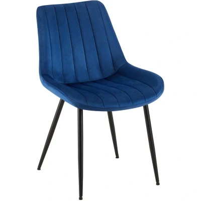 Afbeelding van CLP Eetkamerstoel Rahden Fluweel Blauw