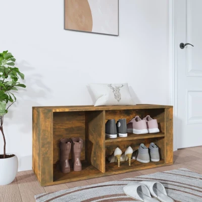 Afbeelding van Schoenenkast 100x35x45 cm bewerkt hout gerookt eikenkleurig