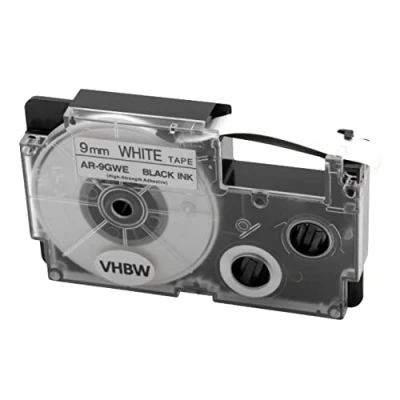 Afbeelding van vhbw Label Printer Reel 9mm Zwart op Wit voor Etiketprinters Casio KL 200E, 300, 60, 7000, 70E, 7200, 7400
