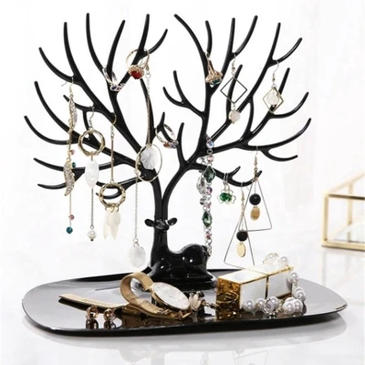 Afbeelding van Soroh® Sieradenhouder Sieraden display Hertengewei Sieradenboompje Oorbellen Houder Standaard Hert Organizer Zwart