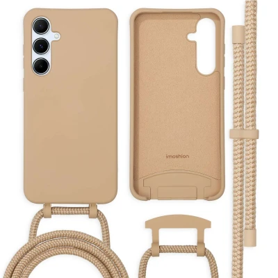 Afbeelding van imoshion Hoesje Geschikt voor Samsung Galaxy A55 met koord Color Backcover afneembaar beige