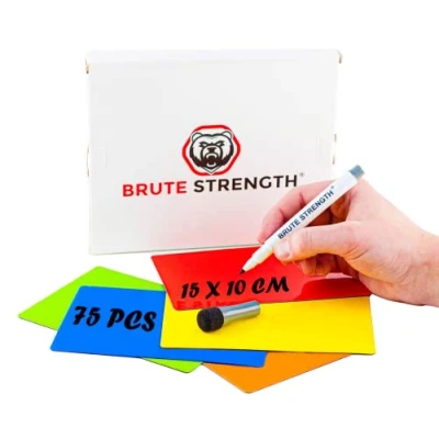 Afbeelding van Brute Strength Whiteboard Scrum Magneten met stift 75 stuks Mix 5 kleuren 15 x 10 cm Post it notes voor Magneetbord