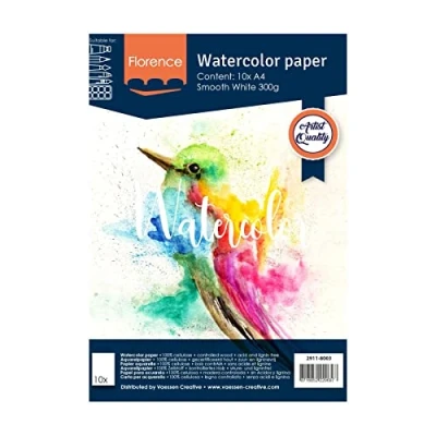 Afbeelding van Aquarelpapier Intense White A4 300 grams Gladde Structuur Smooth Florence 10 vellen