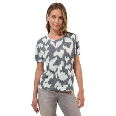 Afbeelding van Cecil Gemustertes CREPÉ Tshirt print, Dames, Maat: XL, Grau