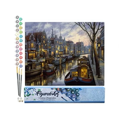 Afbeelding van Figured&#039;Art Schilderen op Nummer Volwassenen canvas Leven het kanaal Handwerk acrylverf Kit DIY Compleet 40x50cm zonder frame