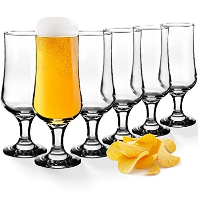Afbeelding van KADAX Bierglazen, drinkglazen van hoogwaardig glas, set 6, 360 ml, waterglazen, sapglazen met voet, glazen voor water, drank, cocktailglazen, drankglazen, vaatwasmachinebestendig