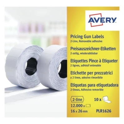 Afbeelding van Avery Plr1626 Etiketten Voor Prijstang Non permanent, Ft 26 X 16, 12 000 Etiketten, Wit