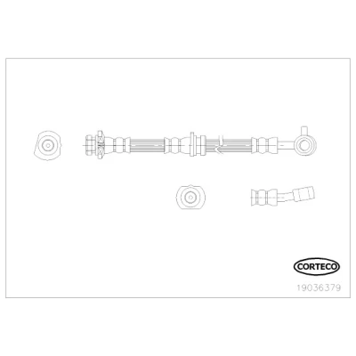Afbeelding van CORTECO 19036379 Remslang Vooras rechts 640mm NISSAN: Qashqai / Qashqai+2 I (J10, NJ10) 2.0 dCi, 1.6, 1.5 dCi 2006 2013
