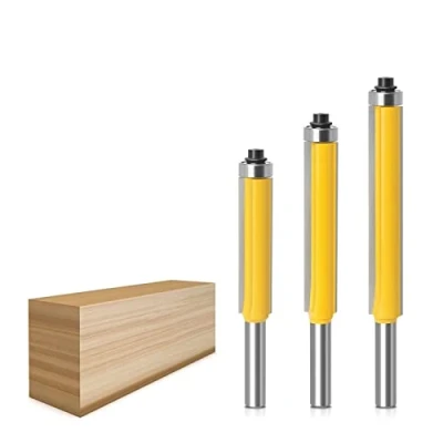 Afbeelding van 3 stks/set Flush Trim Top Bearing Frezen, 6mm/6.35mm/8mm Schacht Lange Blade Router Bit Houtbewerking Snijgereedschap (Cutting Edge Length : 3Pcs 8mm Shank)