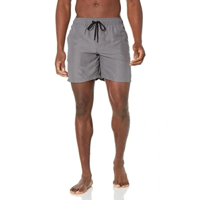 Afbeelding van Amazon Essentials Men&#039;s Sneldrogende zwembroek met binnenbeenlengte van 18 cm, Houtskool, L