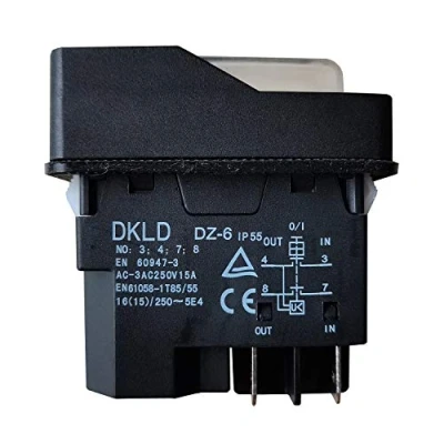 Afbeelding van DKLD DZ 6 4 pins elektromagnetische schakelaar met uitschakel en spanningsbeveiliging, drukschakelaar voor industriële elektrische apparaten, 250 V, 16 A, IP55