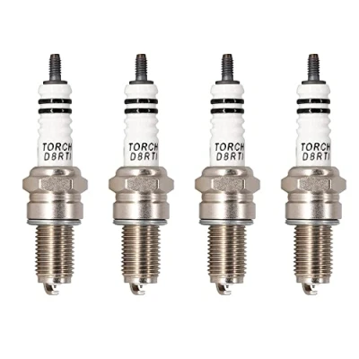 Afbeelding van 4 Stuks TORCH D8RTI Iridium Bougie vervangen voor NGK DR8EA D8EA DR8EIX DR8EGP DPR8EA 9 Bougie, CHAMPION R6G Denso X24ESZU9 IX24 X24ESR U Motorcraft HG22C, OEM