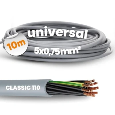 Afbeelding van 10 meter Lapp 1119105 Ölflex Classic 110 PVC stuurstroomkabel 5x0,75 mm² met groen gele aardgeleider 5G0,75mm² I omhulde kabel 5 aderig