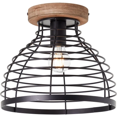 Afbeelding van Brilliant Avia Plafondlamp E27 max 1x40W Zwart/Houtkleur