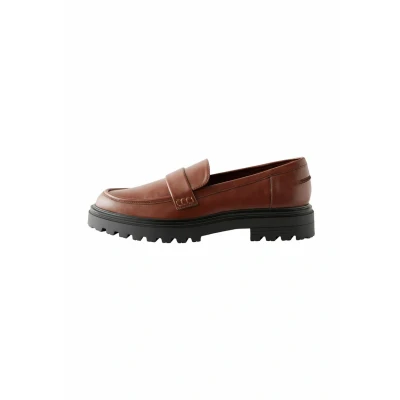 Afbeelding van Next Regular FIT Forever Comfort Chunky Passform Instappers, Dames, Maat: 37.5, Tan brown Pu
