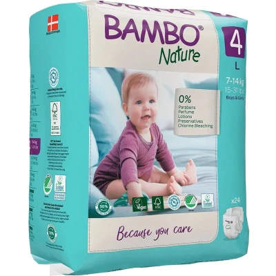 Afbeelding van Bambo Nature luiers maat 4 L (7 tot 14 kg) 24 stuks