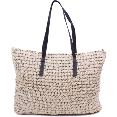 Afbeelding van Monnq strandtas met rits rieten tas riet Maha Natural