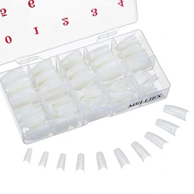 Afbeelding van 500 stuks valse nagels, acryl, kunst, Franse nepnagels, tips, met doos, voor vrouwen meisjes (natuurlijk)