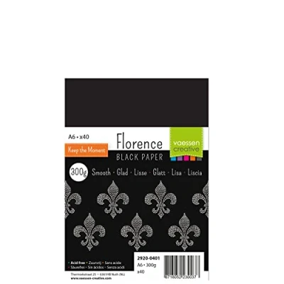Afbeelding van Florence Cardstock Papier Gladde Afwerking A6 Zwart 300 grams 40 vellen
