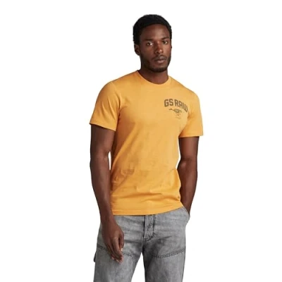 Afbeelding van G Star Skeleton DOG Chest Graphic SLIM Tshirt print, Heren, Maat: Medium, Golden nugget