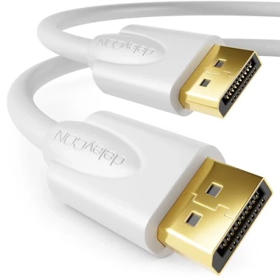 Afbeelding van deleyCON 2m DisplayPort Kabel 4K 2160p 3D HDCP DP (20 Pin) Stekker voor PC Notebook Monitor Grafische Kaart Wit