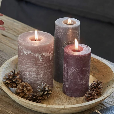 Afbeelding van LOBERON Kaars set van 3 Pretin roze/paars/grijs