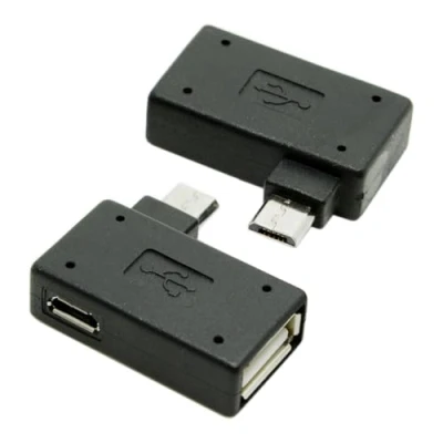 Afbeelding van Cablecc 2 stks 90 Graden Links &amp; Haakse Micro USB 2.0 OTG Host Adapter met Power voor Mobiele Telefoon Tablet