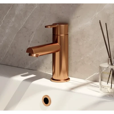 Afbeelding van Brauer Copper Edition Wastafelmengkraan opbouw laag model d PVD geborsteld koper