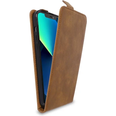Afbeelding van Cadorabo Hoesje geschikt voor Apple iPhone 13 PRO MAX in CACAO BRUIN Beschermhoes Case Cover flip design, gemaakt van glad kunstleder